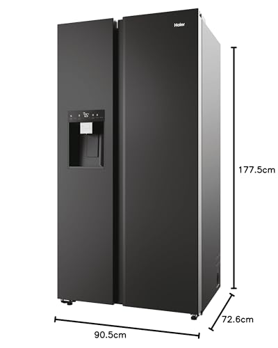 Haier Side-by-Side Kühl Gefrierkombination HSW79F18DIPT I Side by Side Kühlschrank mit Eiswürfelspender, Total No Frost, Wi-Fi & App I 177,5 x 90,5 x 72,6 cm I 601 L Nutzinhalt & Festwasseranschluss