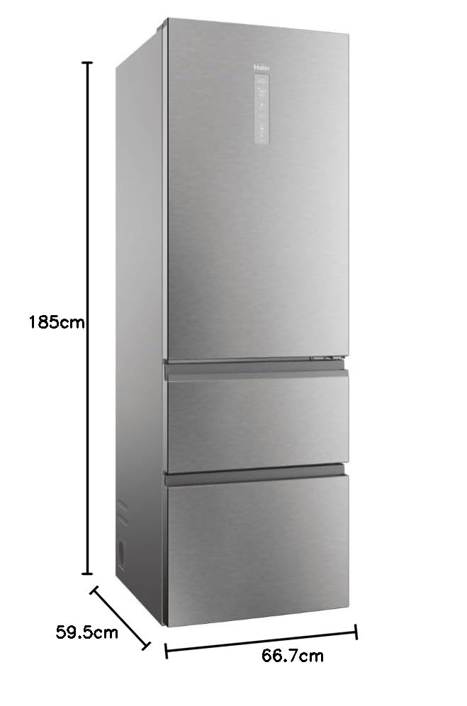 Haier Kühl Gefrierkombination 3D 60 SERIE 5 HTW5618DNMG I 1,85m, No Frost I Ergonomische Gefrierschubladen I Kühlschrank mit Gefrierfach freistehend, Fassungsvermögen 360L I Wi-Fi, smarte Kühlfächer