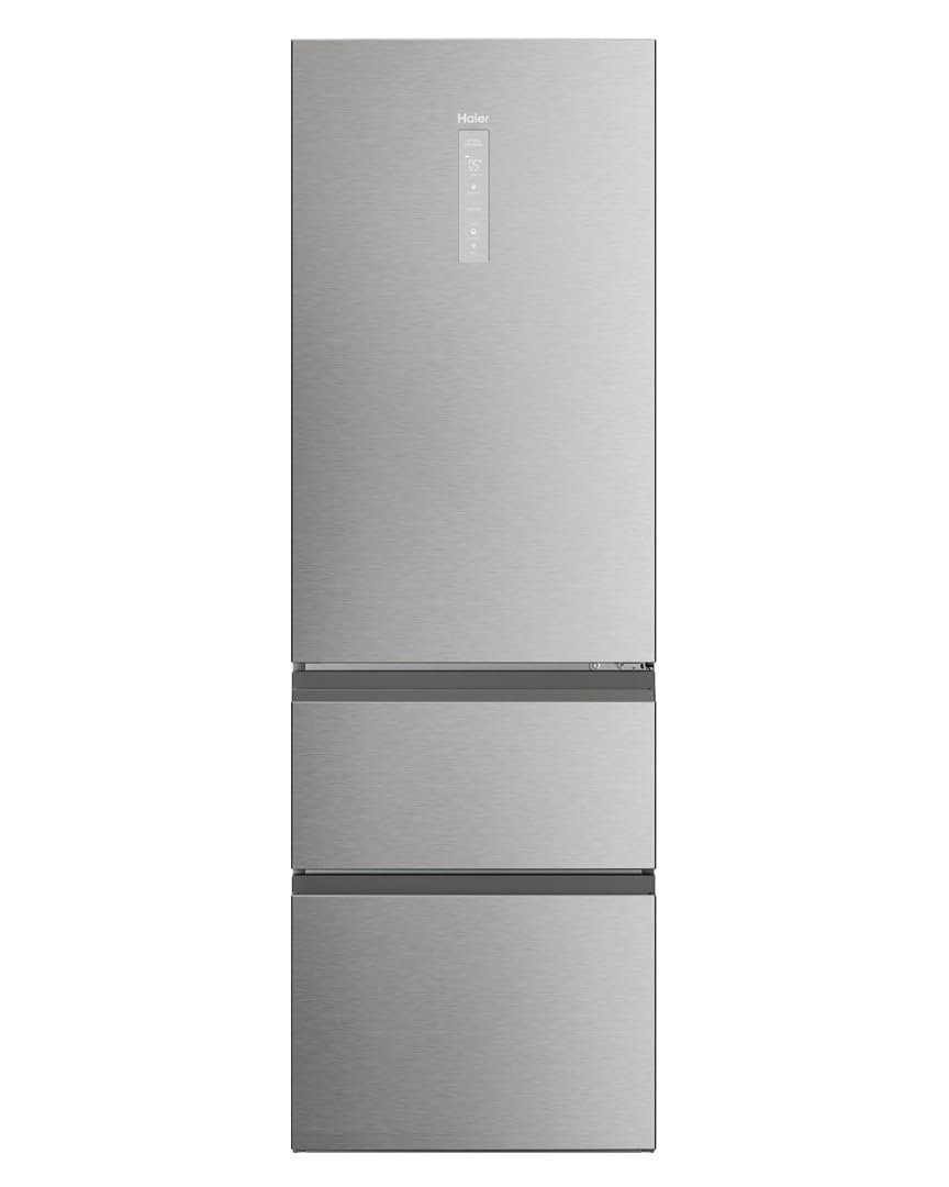 Haier Kühl Gefrierkombination 3D 60 SERIE 5 HTW5618DNMG I 1,85m, No Frost I Ergonomische Gefrierschubladen I Kühlschrank mit Gefrierfach freistehend, Fassungsvermögen 360L I Wi-Fi, smarte Kühlfächer