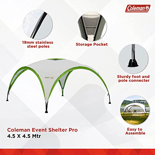 Coleman Event Shelter Pavillon, Regen- und Sonnenschutz Gartenpavillon für Partys, Strände, Festivals, Sportveranstaltungen oder Campingplätze, Stabile Stahlstangen Konstruktion, Hoher UV- Schutz
