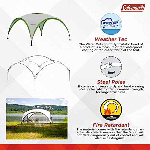 Coleman Event Shelter Pavillon, Regen- und Sonnenschutz Gartenpavillon für Partys, Strände, Festivals, Sportveranstaltungen oder Campingplätze, Stabile Stahlstangen Konstruktion, Hoher UV- Schutz