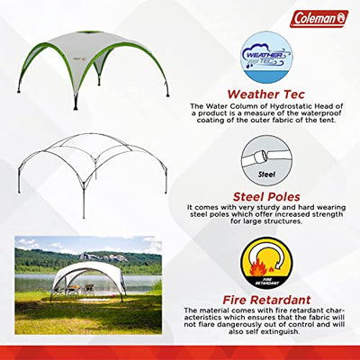 Coleman Event Shelter Pavillon, Regen- und Sonnenschutz Gartenpavillon für Partys, Strände, Festivals, Sportveranstaltungen oder Campingplätze, Stabile Stahlstangen Konstruktion, Hoher UV- Schutz