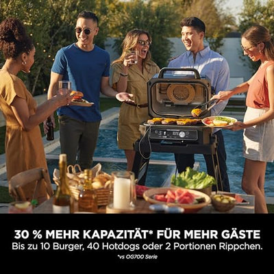Ninja Woodfire Pro Connect XL Elektrischer BBQ Smoker Grill, App-Steuerung, digitaler Temperaturfühler, Rippenrost, Deckel, großer 7-in-1 Outdoor Grill & Heißluftfritteuse, blau & schwarz OG901EUAMZ