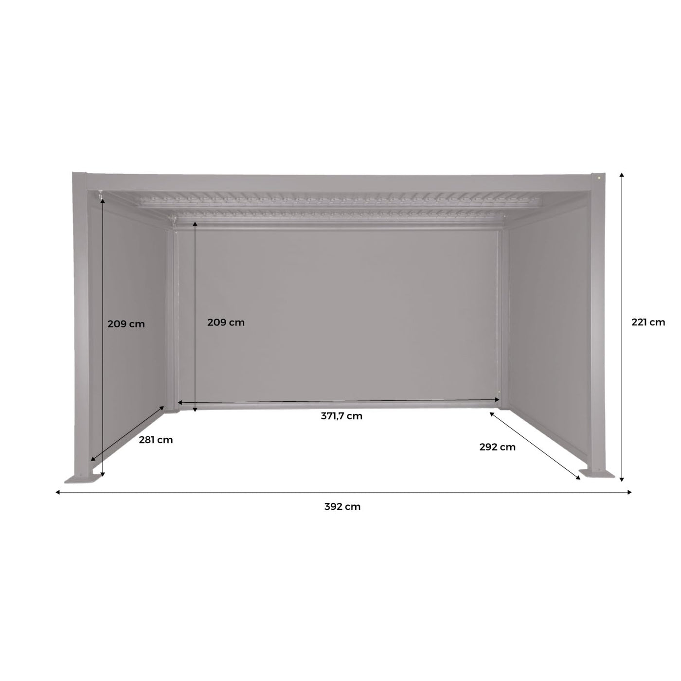 sweeek - Bioklimatische Pergola Palace 3x4m mit Lamellendach + 2 Markisen 3m + 1 Markise 4m