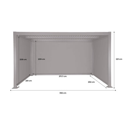 sweeek - Bioklimatische Pergola Palace 3x4m mit Lamellendach + 2 Markisen 3m + 1 Markise 4m