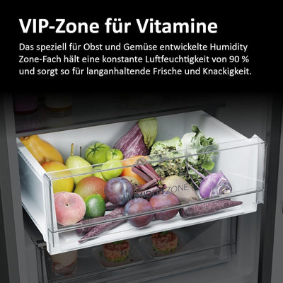 Haier Kühl Gefrierkombination 3D 60 SERIE 5 HTW5618DNMG I 1,85m, No Frost I Ergonomische Gefrierschubladen I Kühlschrank mit Gefrierfach freistehend, Fassungsvermögen 360L I Wi-Fi, smarte Kühlfächer