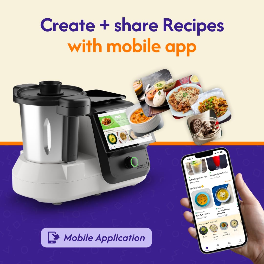 upliance Smart Cooking Companion | Cooks 750+ Recipes: Pav Bhaji, Pasta, Soup, Kadhai Paneer & More | 10 Preparation Modes | AI-Powered | Built-In Weighing Scale | Phone App | WiFi