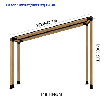 Grehitk Pergola Kit, Slanted Roof Pergola Bracket, 3-Way Brackets with Post Base Kit, Log Cabin Outdoor 4"x 4" (Actual 3.5" X 3.5") Lumber