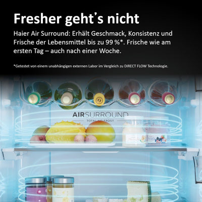 Haier Kühl Gefrierkombination 3D 60 SERIE 5 HTW5618DNMG I 1,85m, No Frost I Ergonomische Gefrierschubladen I Kühlschrank mit Gefrierfach freistehend, Fassungsvermögen 360L I Wi-Fi, smarte Kühlfächer