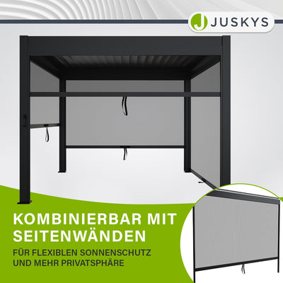 Juskys Lamellendach Tahiti 3x3 m - Stahl Pergola - Terrassenüberdachung stabil & wetterfest - Überdachung für Garten & Terrasse - Bausatz Anthrazit