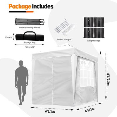 SANHENG Pop-Up-Pavillon, Pop-Up-Zelt mit Gewichten, vollständig wasserdicht, Allwetter-Pavillon, ideal für Outdoor, Party, Camping, 2 x 2 m, Weiß