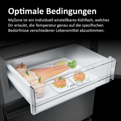 Haier Kühl Gefrierkombination 3D 60 SERIE 5 HTW5618DNMG I 1,85m, No Frost I Ergonomische Gefrierschubladen I Kühlschrank mit Gefrierfach freistehend, Fassungsvermögen 360L I Wi-Fi, smarte Kühlfächer