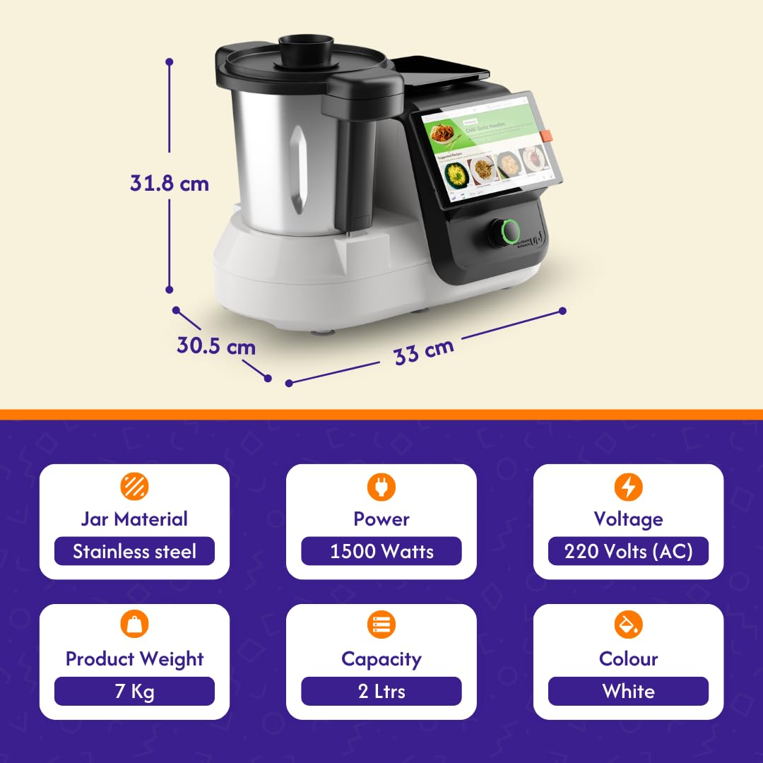 upliance Smart Cooking Companion | Cooks 750+ Recipes: Pav Bhaji, Pasta, Soup, Kadhai Paneer & More | 10 Preparation Modes | AI-Powered | Built-In Weighing Scale | Phone App | WiFi