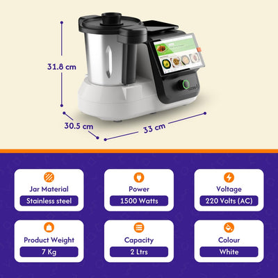 upliance Smart Cooking Companion | Cooks 750+ Recipes: Pav Bhaji, Pasta, Soup, Kadhai Paneer & More | 10 Preparation Modes | AI-Powered | Built-In Weighing Scale | Phone App | WiFi