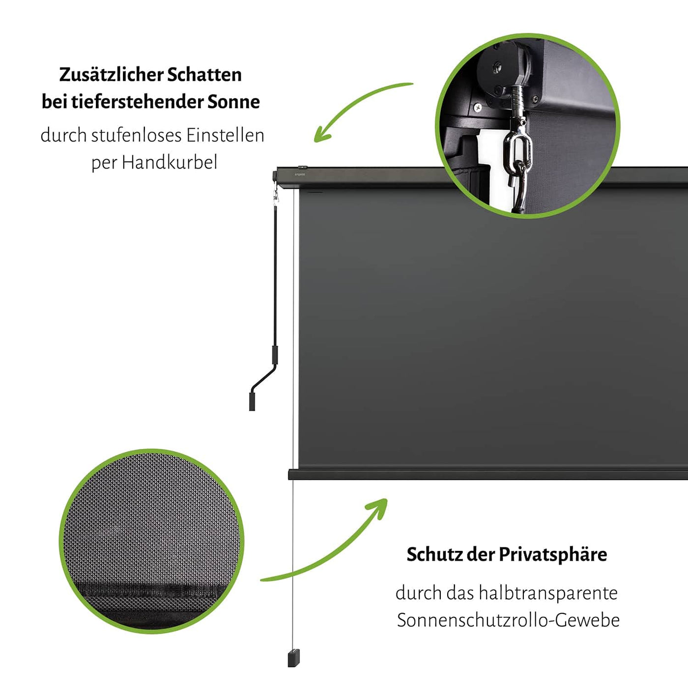 empasa Sonnenschutzrollo Vorhang Zubehör für unsere elektrische Pergola, anthrazit, in verschiedenen Größen