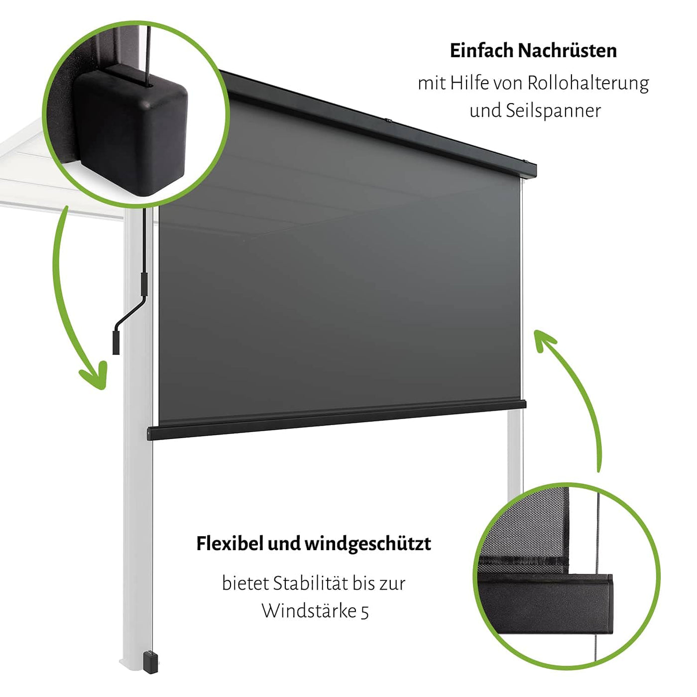 empasa Sonnenschutzrollo Vorhang Zubehör für unsere elektrische Pergola, anthrazit, in verschiedenen Größen