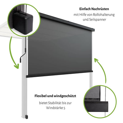 empasa Sonnenschutzrollo Vorhang Zubehör für unsere elektrische Pergola, anthrazit, in verschiedenen Größen
