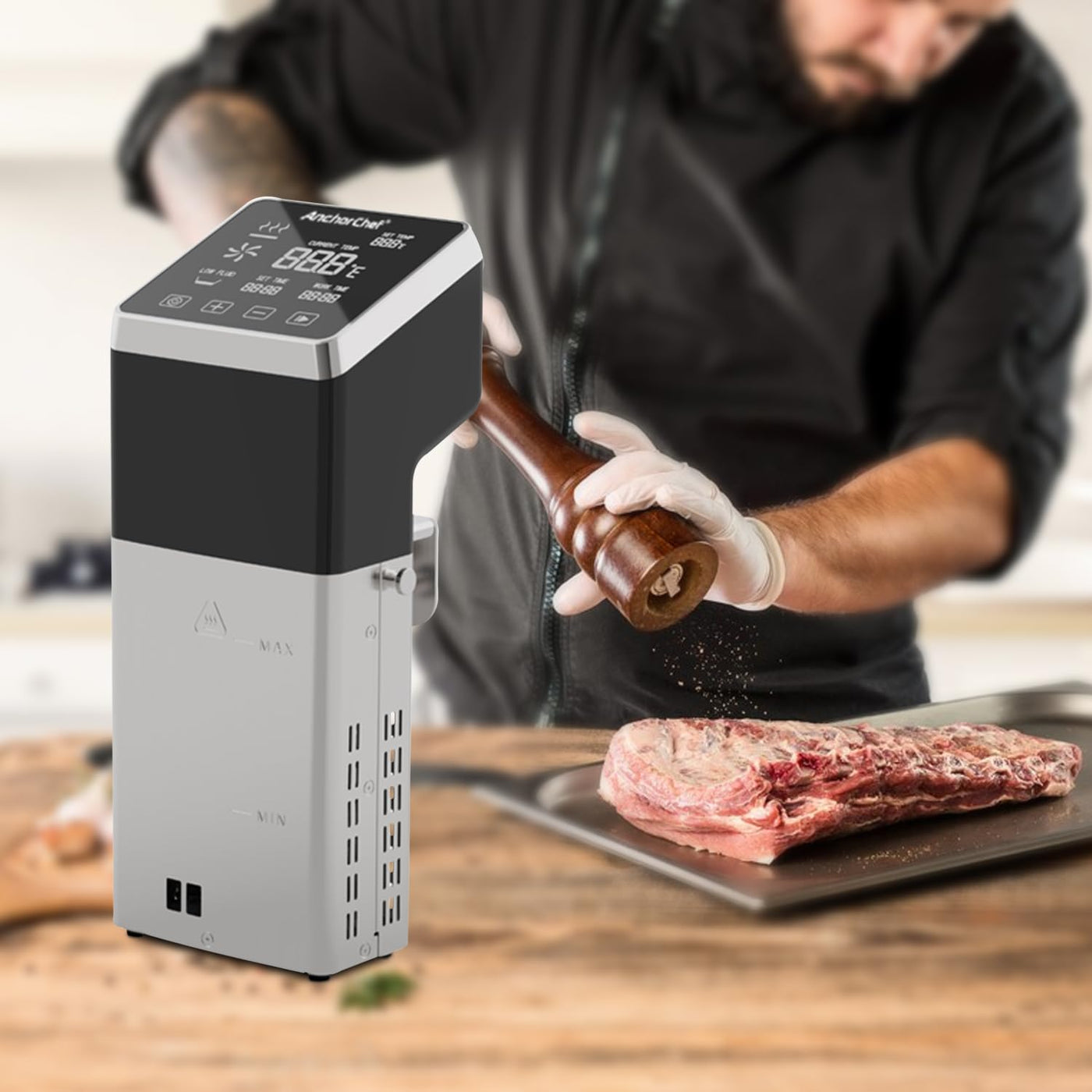 AnchorChef Immersion Circulator, Commercial Restaurant Sous Vide Machine，Large capacity sous vide, Fast-Heating，Sous vide cooker 1400W，With large Touchscreen Accurate Temperature Timer (110V)