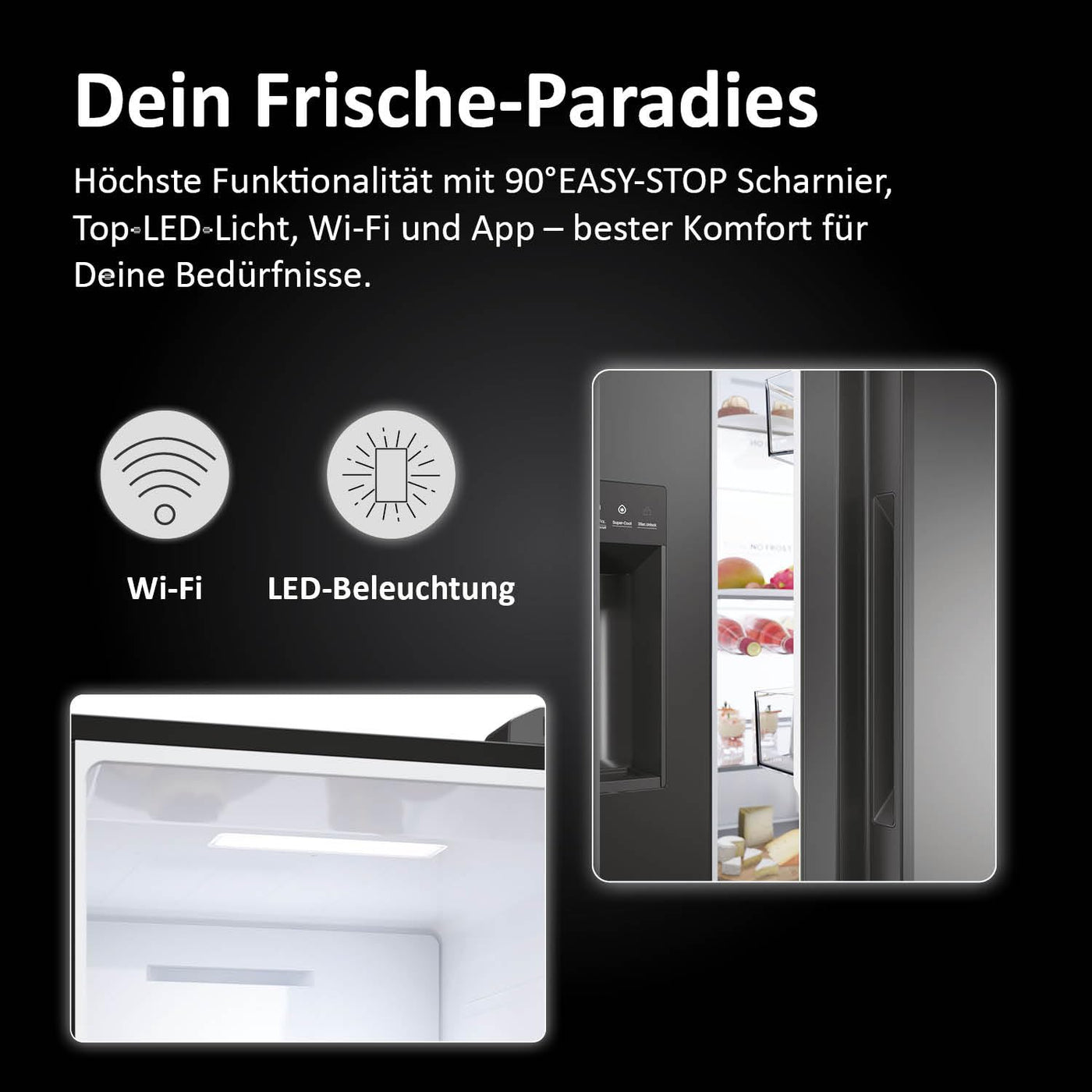 Haier Side-by-Side Kühl Gefrierkombination HSW79F18DIPT I Side by Side Kühlschrank mit Eiswürfelspender, Total No Frost, Wi-Fi & App I 177,5 x 90,5 x 72,6 cm I 601 L Nutzinhalt & Festwasseranschluss