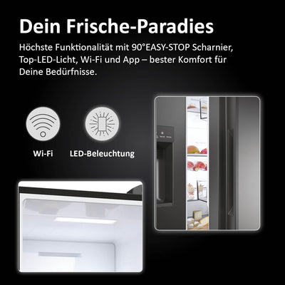 Haier Side-by-Side Kühl Gefrierkombination HSW79F18DIPT I Side by Side Kühlschrank mit Eiswürfelspender, Total No Frost, Wi-Fi & App I 177,5 x 90,5 x 72,6 cm I 601 L Nutzinhalt & Festwasseranschluss