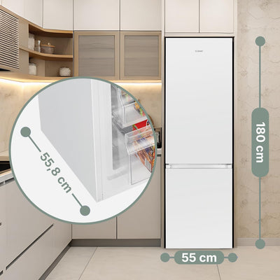 Bomann Kühlschrank mit Gefrierfach | Energieklasse D | 180cm | Kühl Gefrierkombination leise 39 dB | 4 Ablagen & 3 Schubladen | Türanschlag wechselbar | 269L Kühlgefrierkombi | KG 184.1 weiß