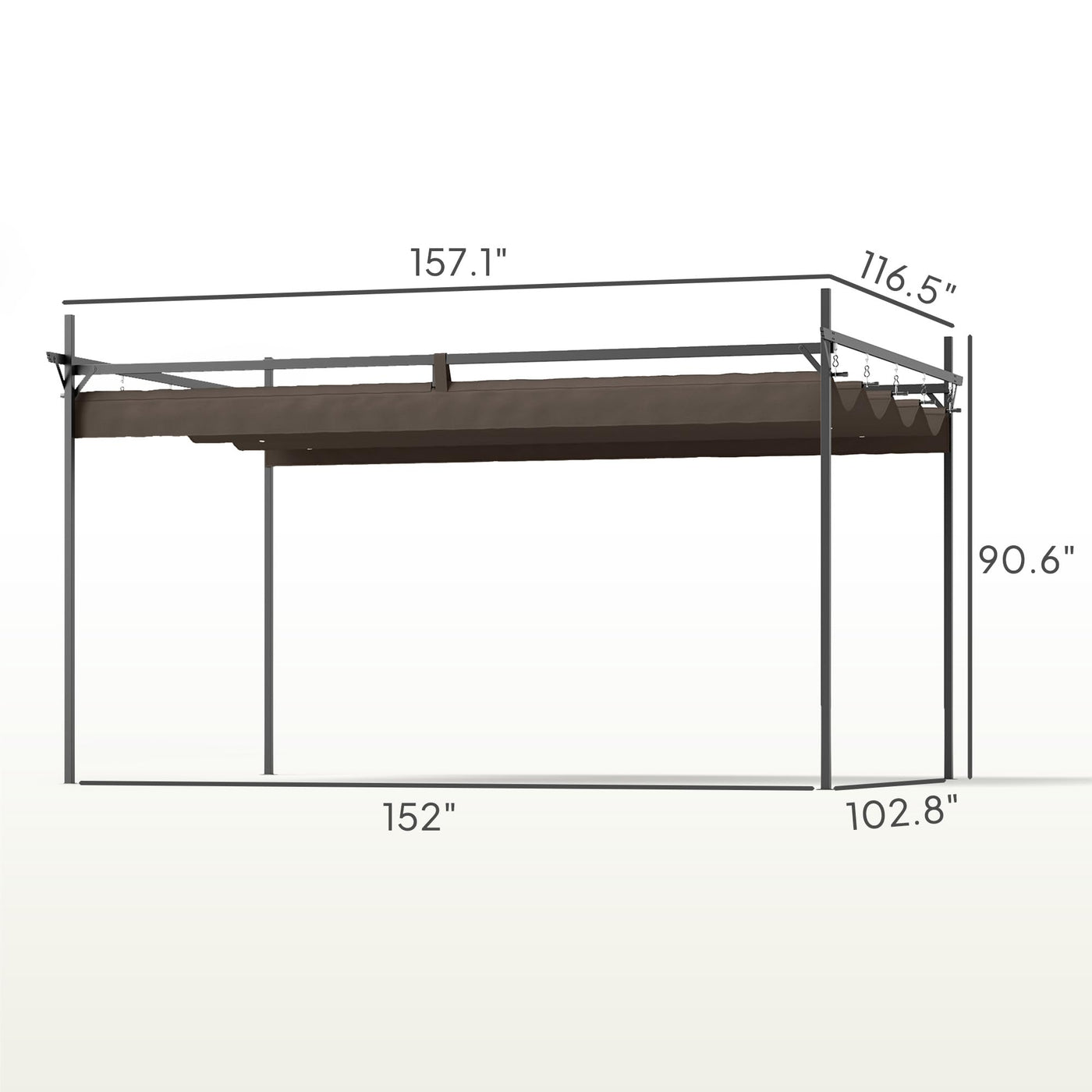 Outsunny 10' x 13' Retractable Pergola Canopy with Stronger Metal Frame, Outdoor Pergola Sun Shade Shelter for Garden, Patio, Backyard, Deck, Brown