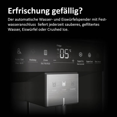 Haier Side-by-Side Kühl Gefrierkombination HSW79F18DIPT I Side by Side Kühlschrank mit Eiswürfelspender, Total No Frost, Wi-Fi & App I 177,5 x 90,5 x 72,6 cm I 601 L Nutzinhalt & Festwasseranschluss