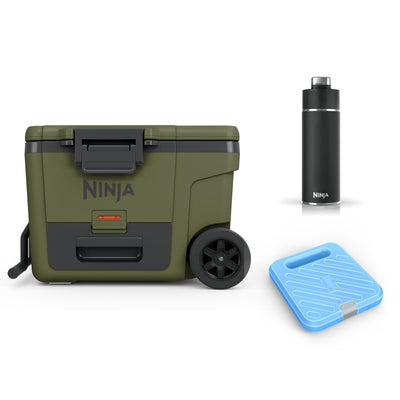 Ninja FrostVault Kühlbox mit Rollen und Isolierung, Thirti Flasche & Kühlakku, integrierter Dry Zone Schublade für Lagerung bei Kühlschranktemperatur, olivegrün, FB245AMZEUUKGN