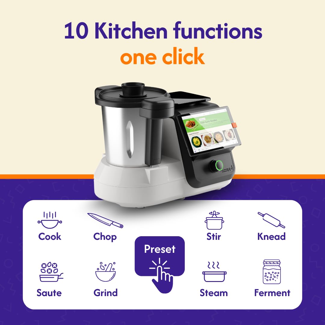 upliance Smart Cooking Companion | Cooks 750+ Recipes: Pav Bhaji, Pasta, Soup, Kadhai Paneer & More | 10 Preparation Modes | AI-Powered | Built-In Weighing Scale | Phone App | WiFi
