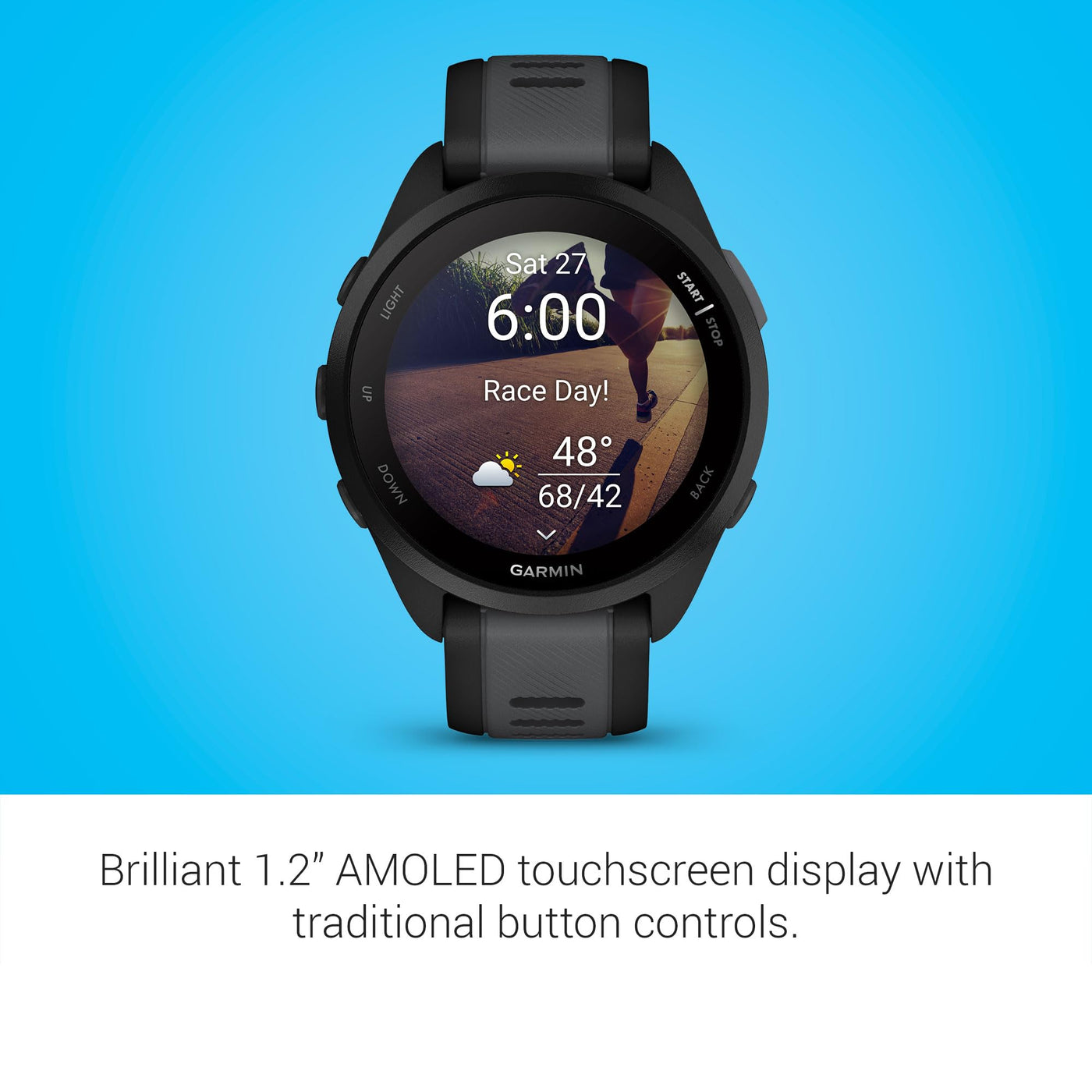 Garmin Forerunner 165 Music, Running Smartwatch, Colorful AMOLED Display, Training Metrics and Recovery Insights, Music on Your Wrist, Black