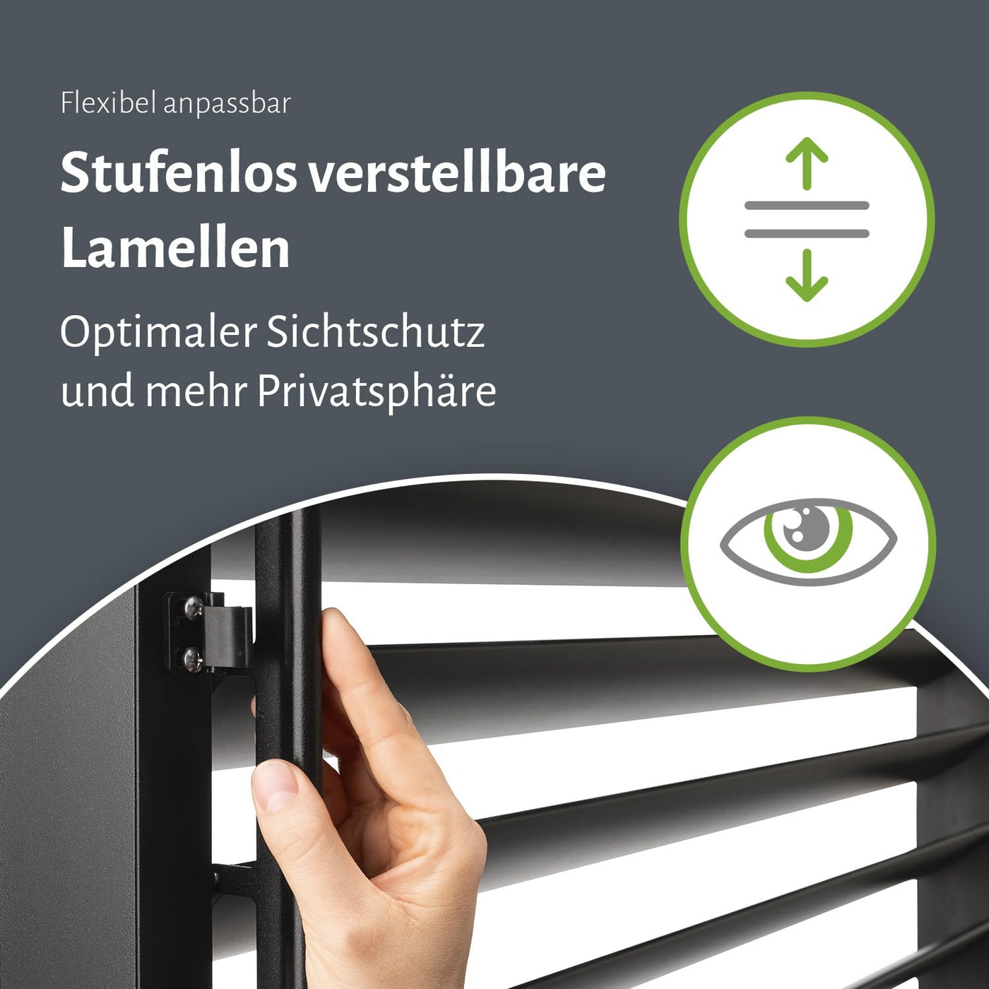 empasa Bewegliche Lamellenseitenwand für Pergola Zeus aus Aluminium Sichtschutz Paneel Windschutz Sonnenschutz, Terrasse, anthrazit, in Zwei Größen