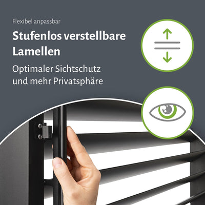 empasa Bewegliche Lamellenseitenwand für Pergola Zeus aus Aluminium Sichtschutz Paneel Windschutz Sonnenschutz, Terrasse, anthrazit, in Zwei Größen