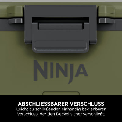 Ninja FrostVault Kühlbox mit Rollen und Isolierung, Thirti Flasche & Kühlakku, integrierter Dry Zone Schublade für Lagerung bei Kühlschranktemperatur, olivegrün, FB245AMZEUUKGN