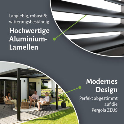 empasa Bewegliche Lamellenseitenwand für Pergola Zeus aus Aluminium Sichtschutz Paneel Windschutz Sonnenschutz, Terrasse, anthrazit, in Zwei Größen