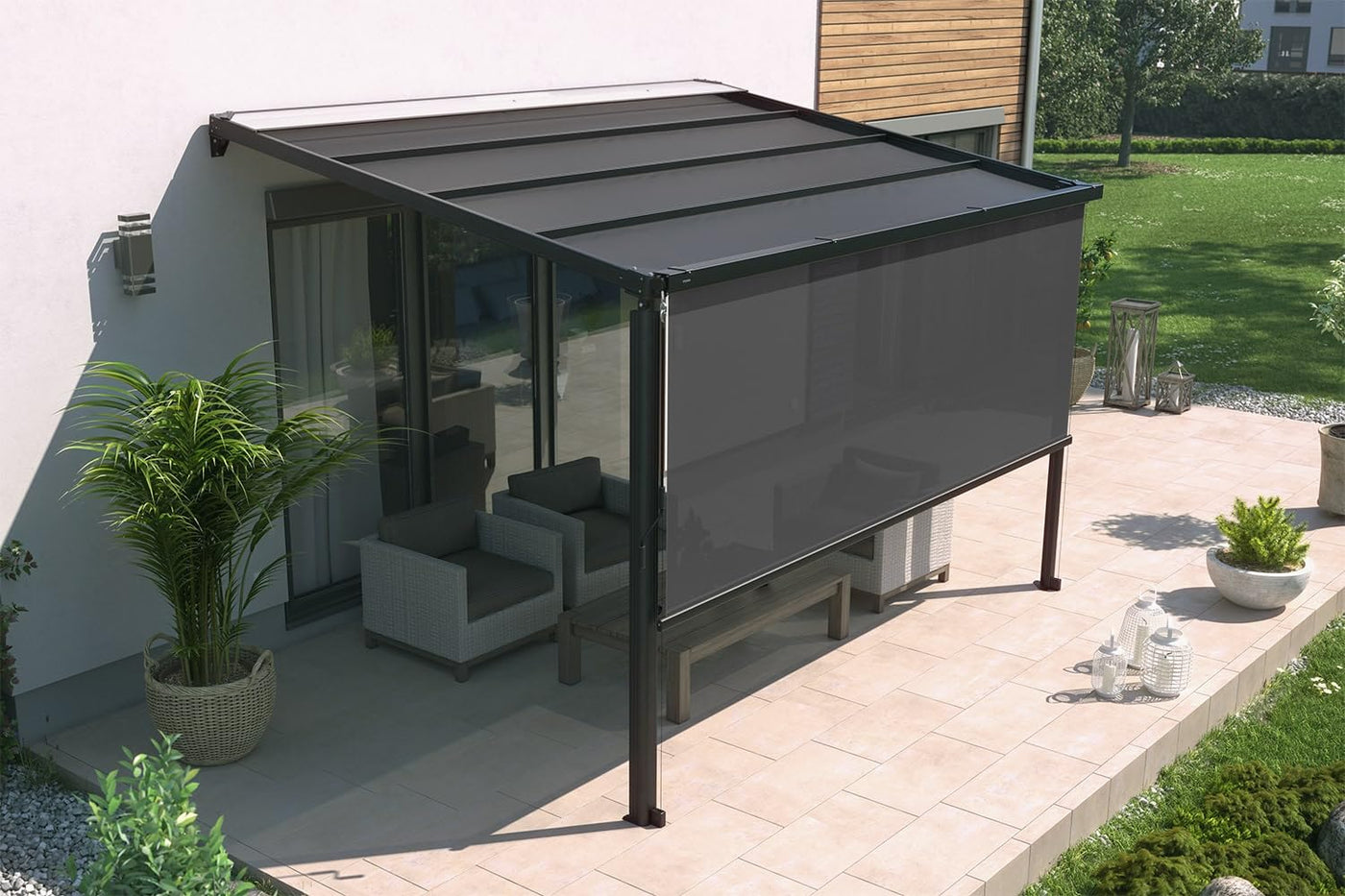 empasa Sonnenschutzrollo Vorhang Zubehör für unsere elektrische Pergola, anthrazit, in verschiedenen Größen