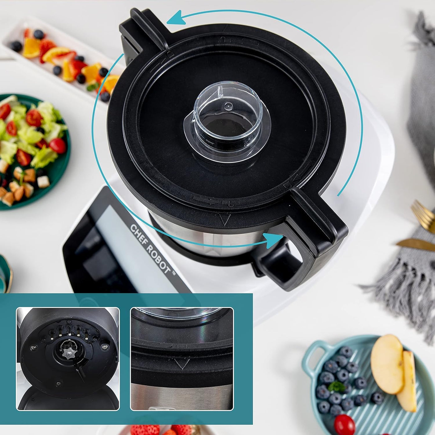 ChefRobot Smart Food Processor UltraCook All-in-One Auto Cooking Machine,3.5L Capacity,600+ Online Recipes, Built-in Scale, 7 inch TFT Screen, Self-Cleaning, Multifunctional Kitchen Appliance