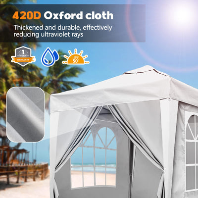 SANHENG Pop-Up-Pavillon, Pop-Up-Zelt mit Gewichten, vollständig wasserdicht, Allwetter-Pavillon, ideal für Outdoor, Party, Camping, 2 x 2 m, Weiß