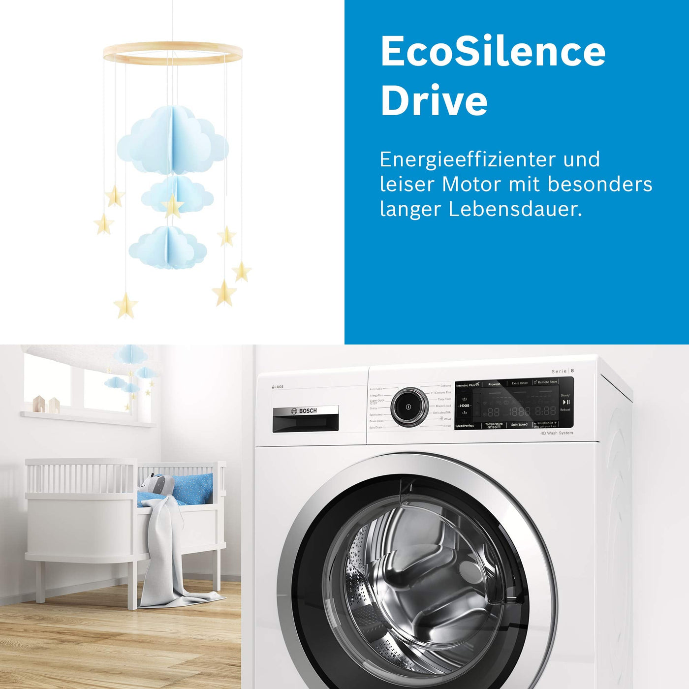 Bosch WAN282A2 Serie 4 Waschmaschine, 7 kg, 1400 UpM, EcoSilence Drive leiser und effizienter Motor, NightWash extra leises Programm, SpeedPerfect schneller saubere Wäsche, Nachlegefunktion