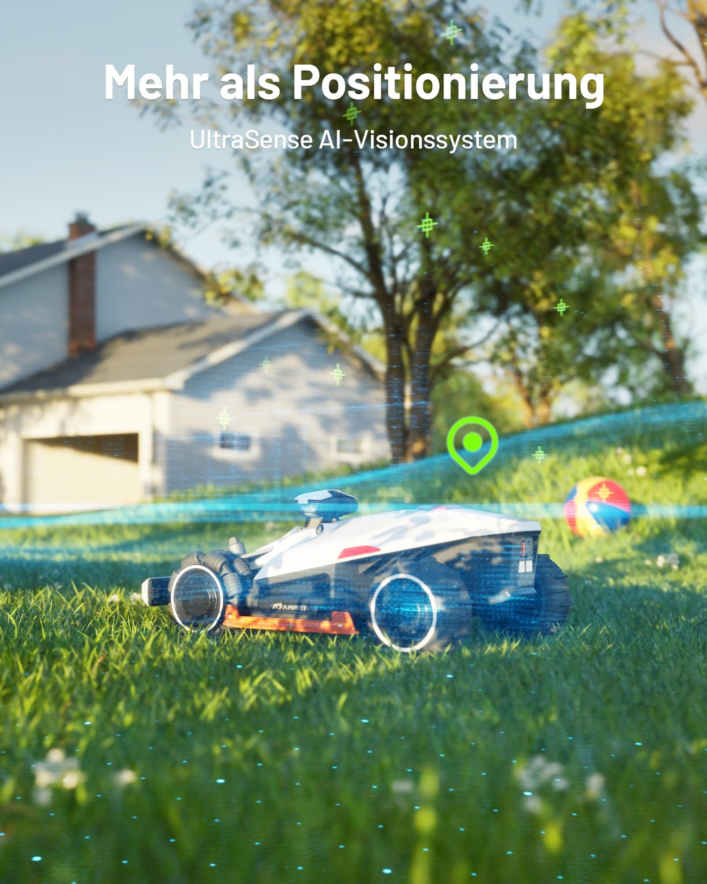 MAMMOTION LUBA 2 AWD 5000X Mähroboter ohne Begrenzungskabel, NetRTK+Vision, Keine RTK-Antenne erforderlich, Auto-Kartierung, Empf. 5000m², Max. 6000m², mit 4G-Modul, 80% Steigung