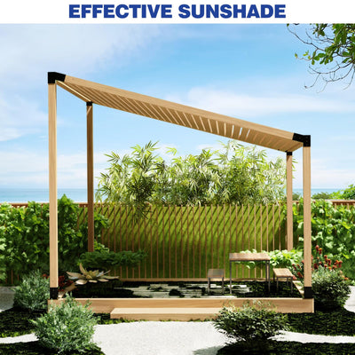 Grehitk Pergola Kit, Slanted Roof Pergola Bracket, 3-Way Brackets with Post Base Kit, Log Cabin Outdoor 4"x 4" (Actual 3.5" X 3.5") Lumber