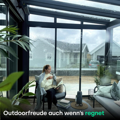 PERGOLUX – Sundream S2 elektrische Pergola – Garten Pavillon mit LED-Beleuchtung & elektrisch verstellbarem Lamellendach (Anthrazit Pergola mit Weißem Lamellendach, 3x5m Freistehend)