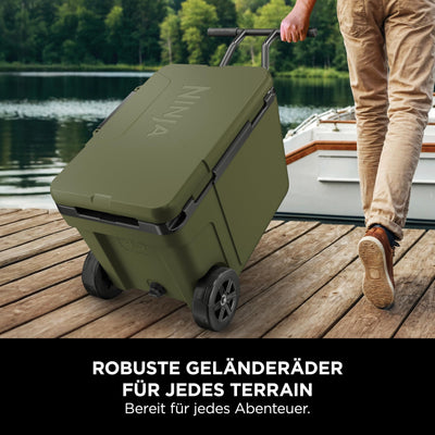 Ninja FrostVault Kühlbox mit Rollen und Isolierung, Thirti Flasche & Kühlakku, integrierter Dry Zone Schublade für Lagerung bei Kühlschranktemperatur, olivegrün, FB245AMZEUUKGN