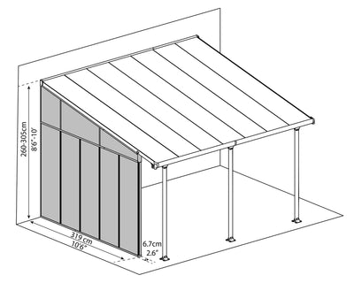 Palram Canopia Terrassenabdeckung Four Series Seitenwand grau, 4 Meter Tiefe, 4 Meter Tiefe