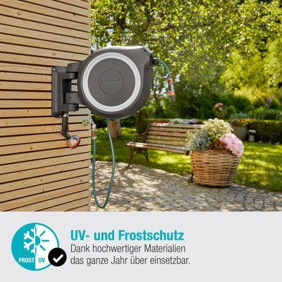 Gardena Wand-Schlauchbox RollUp XL (weiß) 35 m: flexible Bewässerung für große Gärten, Schwenkbare Schlauchbox, inkl. 35 m Gardena Qualitätsschlauch und Montagehilfe (18632-20)