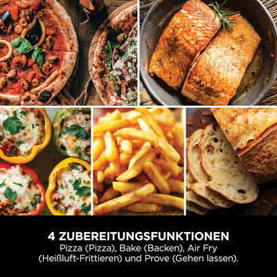 Ninja Artisan Outdoor-Pizzaofen und Heißluftfritteuse, 4 Funktionen, Servierbrett, Pizza-Wiegemesser, 30-cm-Pizzastein, Pizzaschale, Backblech und Heißluft-Fritteusen-Korb, Grün MO201AMZEU