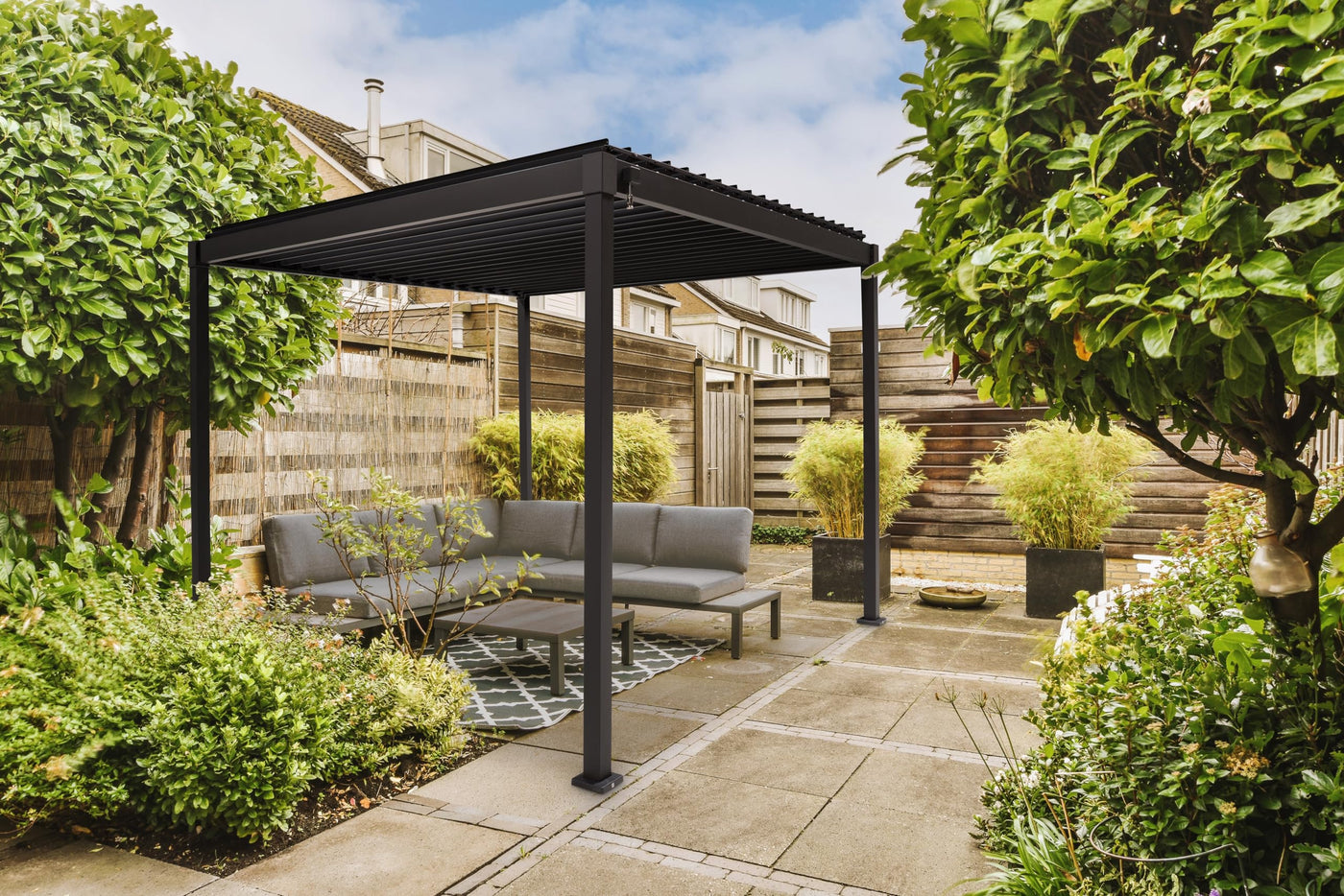 MIRADOR Pergola 80 Solid 3x3 m Stahl Anthrazit verstellbares Lamellendach Garten Terasse Pergola Winterfest Stabil Pavillion