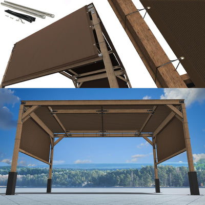 ShadeMart Pergola-Sonnenschutz mit Edelstahl-beschwerten Stangen und Ösen, 3 m x 50 cm (B x L), Braun – Ersatz-Terrassenüberdachung in handelsüblicher Qualität 260 g/m²