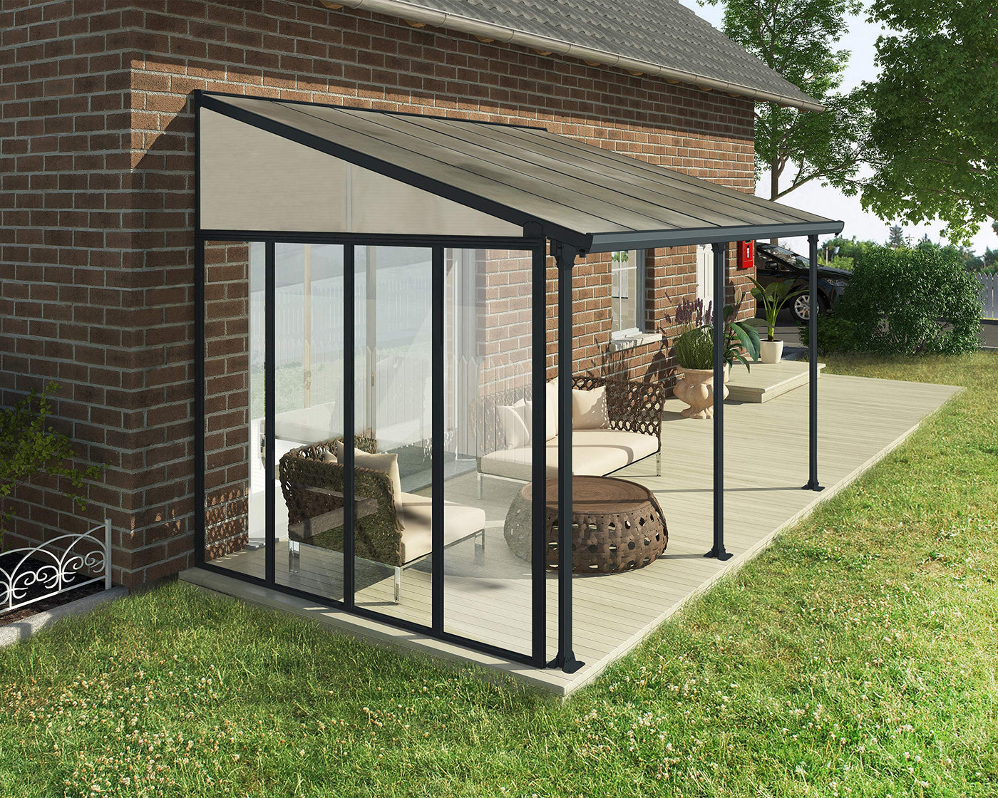 Palram Canopia Terrassenabdeckung Four Series Seitenwand grau, 4 Meter Tiefe, 4 Meter Tiefe