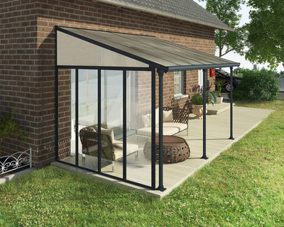 Palram Canopia Terrassenabdeckung Four Series Seitenwand grau, 4 Meter Tiefe, 4 Meter Tiefe